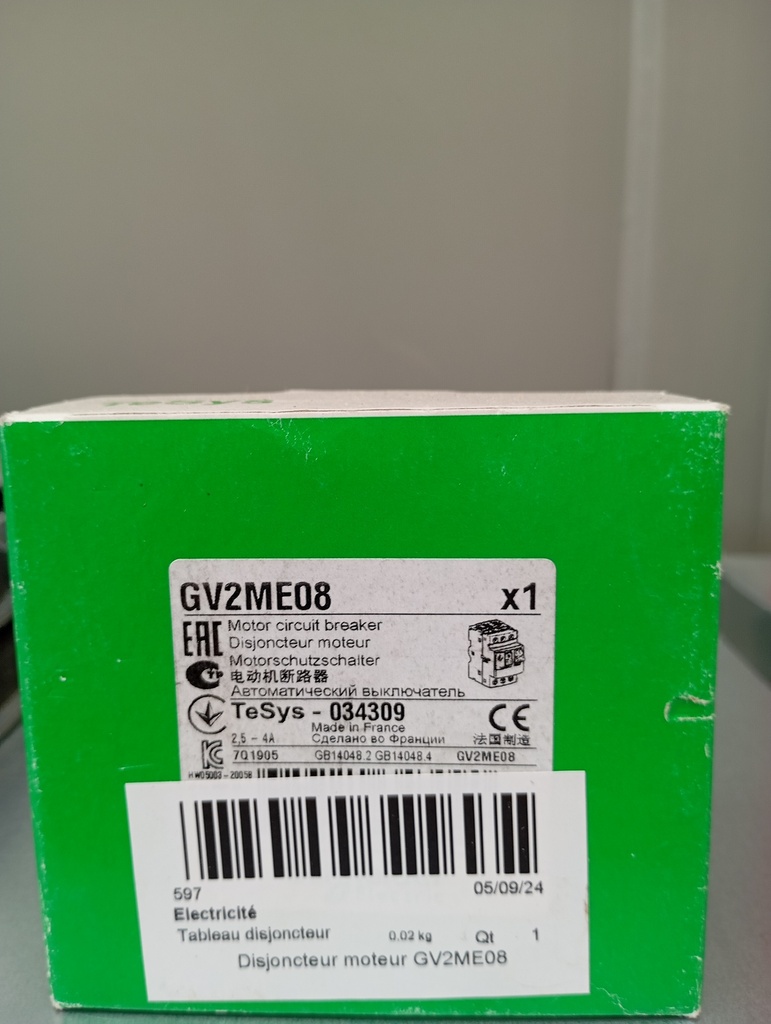 Disjoncteur moteur GV2ME08
